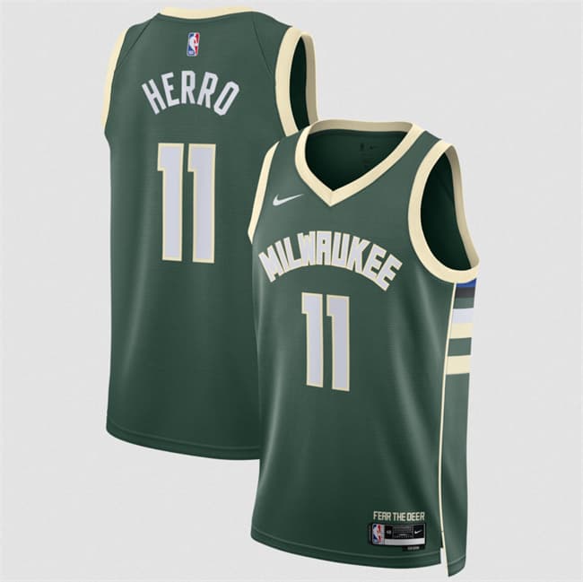 Men's Milwaukee Bucks 11 Tyler Herro Green 2026 Icon Edition Stitched Basketball Jersey