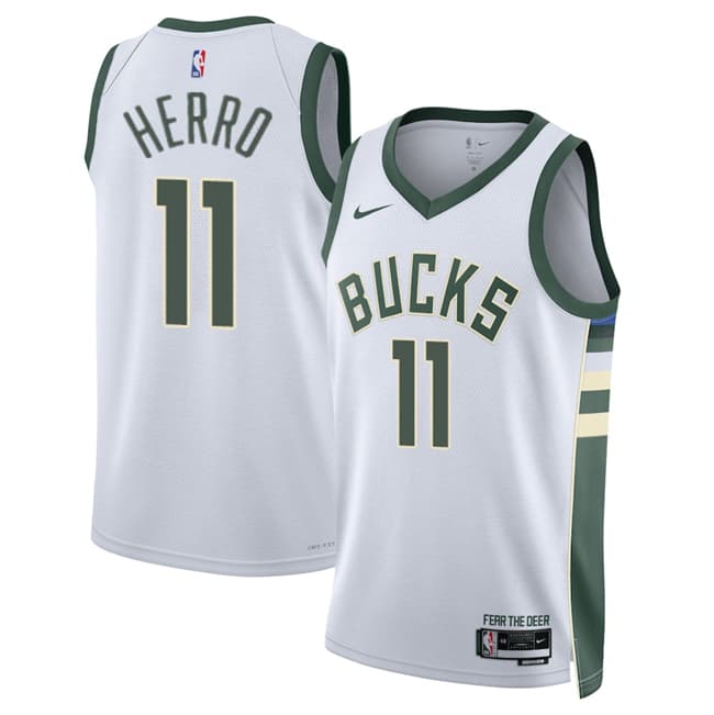 Men's Milwaukee Bucks 11 Tyler Herro White 2026 Association Edition Stitched Basketball Jersey