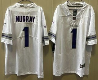 Men's Minnesota Vikings 1 Kyler Murray Limited White Alternate Vapor Jersey