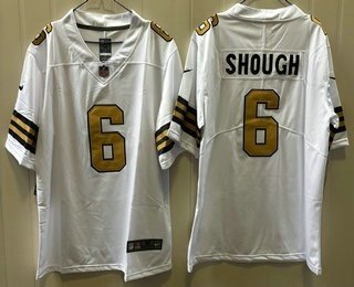 Men's New Orleans Saints 6 Tyler Shough Limited White Alternate Vapor Jersey Men's New Orleans Saints 6 Tyler Shough Limited White Alternate Vapor Jersey