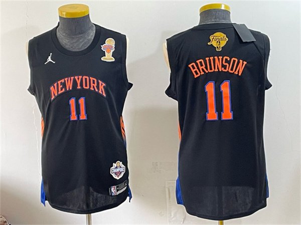 Men's New Yok Knicks 11 Jalen Brunson Black 2026 Finals Champions Patch Statement Edition Stitched Jersey Men's New Yok Knicks 11 Jalen Brunson Black 2026 Finals Champions Patch Statement Edition Stitched Jersey