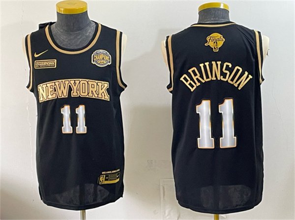 Men's New Yok Knicks 11 Jalen Brunson Black Gold 2026 Finals Eastern Conference Champions Patch Stitched Jersey Men's New Yok Knicks 11 Jalen Brunson Black Gold 2026 Finals Eastern Conference Champions Patch Stitched Jersey