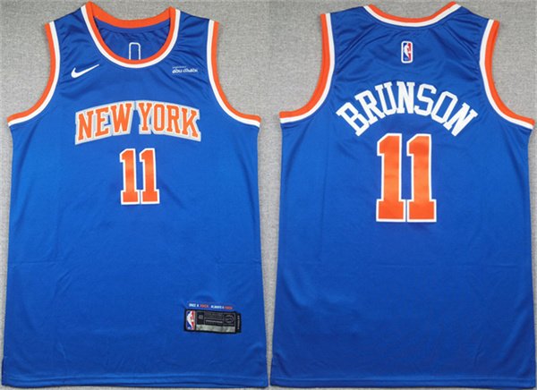 Men's New Yok Knicks 11 Jalen Brunson Blue Icon Edition Edition Stitched Basketball Jersey