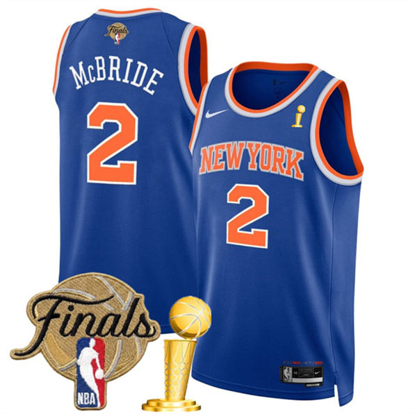 Men's New Yok Knicks 2 Miles McBride Blue 2026 Finals Patch And Finals Champions Patch Icon Edition Stitched Basketball Jersey