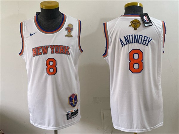 Men's New Yok Knicks 8 OG Anunoby White 2026 Finals Champions Patch Stitched Jersey Men's New Yok Knicks 8 OG Anunoby White 2026 Finals Champions Patch Stitched Jersey