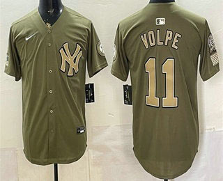 Men's New York Yankees 11 Anthony Volpe Olive 2026 Armed Forces Day Jersey