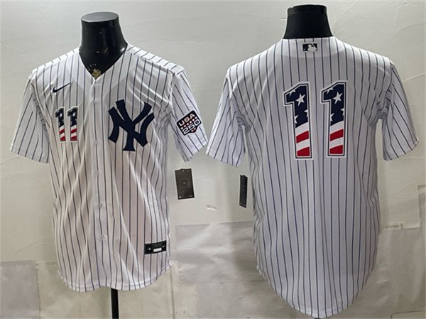 Men's New York Yankees 11 Anthony Volpe White 2026 USA 250 Fourth of July Home Stadium Stitched Baseball Jersey