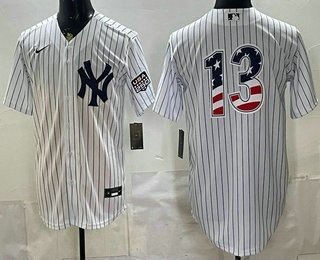 Men's New York Yankees 13 Jazz Chisholm Jr White 2026 USA 250 Fourth of July Home Stadium Stitched Jersey