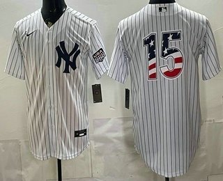 Men's New York Yankees 15 Thurman Munson White 2026 USA 250 Fourth of July Home Stadium Stitched Jersey