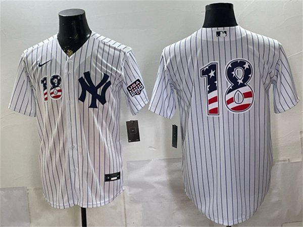 Men's New York Yankees 18 Johnny Damon White 2026 USA 250 Fourth of July Home Stadium Stitched Baseball Jersey