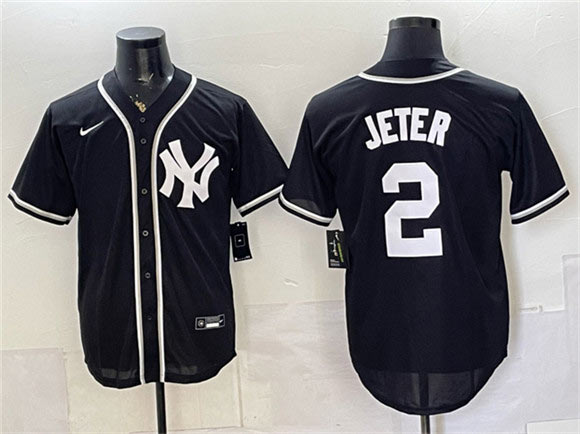 Men's New York Yankees 2 Derek Jeter 2026 Fashion Replica Black Out Stitched Baseball Jersey Men's New York Yankees 2 Derek Jeter 2026 Fashion Replica Black Out Stitched Baseball Jersey