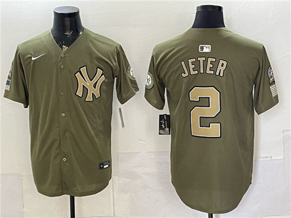 Men's New York Yankees 2 Derek Jeter Olive 2026 Armed Forces Day Stitched Baseball Jersey Men's New York Yankees 2 Derek Jeter Olive 2026 Armed Forces Day Stitched Baseball Jersey