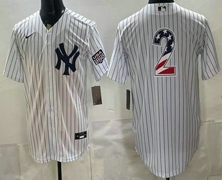 Men's New York Yankees 2 Derek Jeter White 2026 USA 250 Fourth of July Home Stadium Stitched Jersey
