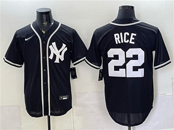 Men's New York Yankees 22 Ben Rice 2026 Fashion Replica Black Out Stitched Baseball Jersey Men's New York Yankees 22 Ben Rice 2026 Fashion Replica Black Out Stitched Baseball Jersey