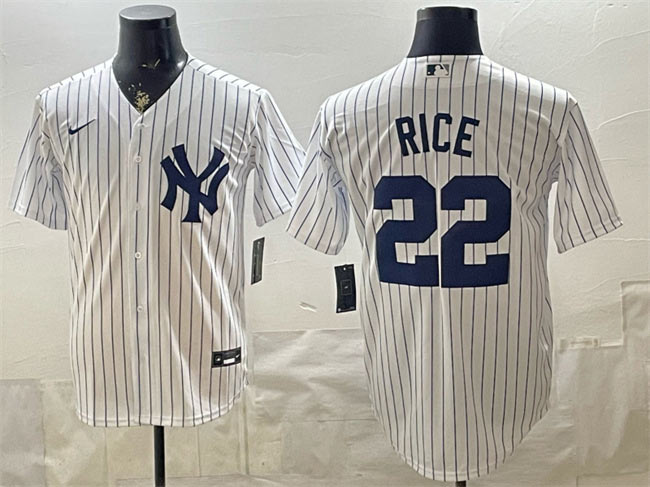 Men's New York Yankees 22 Ben Rice White Home Stitched Baseball Jersey