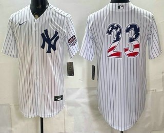 Men's New York Yankees 23 Don Mattingly White 2026 USA 250 Fourth of July Home Stadium Stitched Jersey