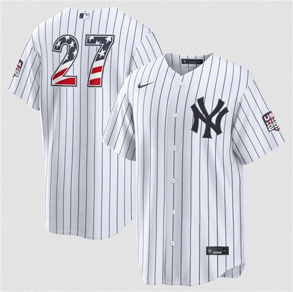 Men's New York Yankees 27 Giancarlo Stanton White 2026 USA 250 Fourth of July Home Stadium Stitched Baseball Jersey
