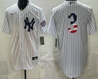 Men's New York Yankees 3 Babe Ruth White 2026 USA 250 Fourth of July Home Stadium Stitched Jersey
