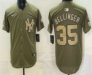 Men's New York Yankees 35 Cody Bellinger Olive 2026 Armed Forces Day Jersey
