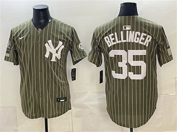 Men's New York Yankees 35 Cody Bellinger Olive 2026 Armed Forces Day Salute To Service Stitched Baseball Jersey