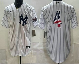 Men's New York Yankees 4 Lou Gehrig White 2026 USA 250 Fourth of July Home Stadium Stitched Jersey