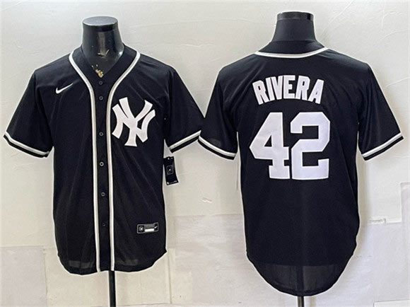 Men's New York Yankees 42 Mariano Rivera 2026 Fashion Replica Black Out Stitched Baseball Jersey Men's New York Yankees 42 Mariano Rivera 2026 Fashion Replica Black Out Stitched Baseball Jersey