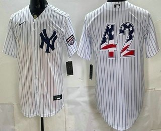 Men's New York Yankees 42 Mariano Rivera White 2026 USA 250 Fourth of July Home Stadium Stitched Jersey