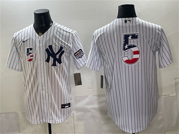 Men's New York Yankees 5 Joe DiMaggio White 2026 USA 250 Fourth of July Home Stadium Stitched Baseball Jersey