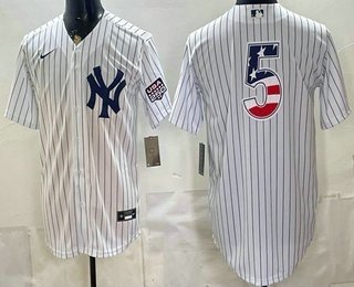 Men's New York Yankees 5 Joe DiMaggio White 2026 USA 250 Fourth of July Home Stadium Stitched Jersey