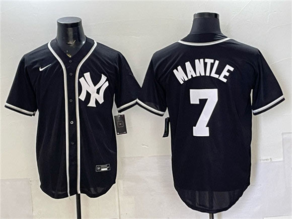 Men's New York Yankees 7 Mickey Mantle 2026 Fashion Replica Black Out Stitched Baseball Jersey