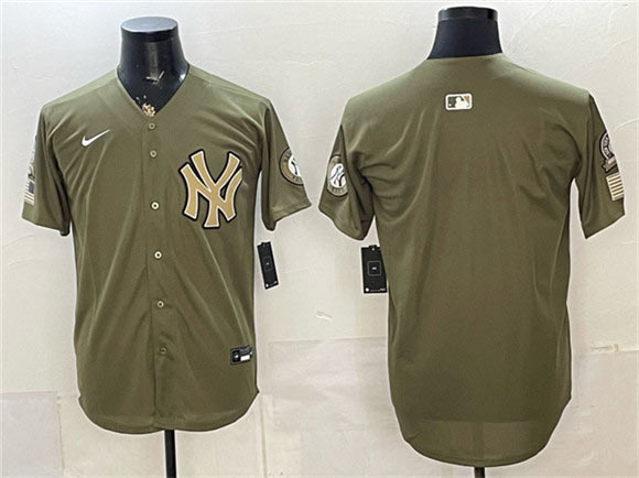 Men's New York Yankees Blank Olive 2026 Armed Forces Day Stitched Baseball Jersey Men's New York Yankees Blank Olive 2026 Armed Forces Day Stitched Baseball Jersey