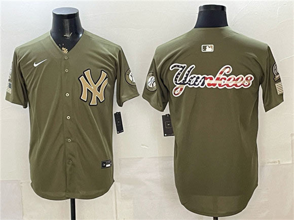 Men's New York Yankees Team Big Logo Olive 2026 Armed Forces Day Stitched Baseball Jersey Men's New York Yankees Team Big Logo Olive 2026 Armed Forces Day Stitched Baseball Jersey
