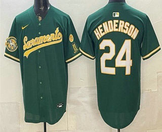 Men's Oakland Athletics 24 Rickey Henderson 2026 Green Alternate Sacramento Celebrating 125 Years Limited Jersey