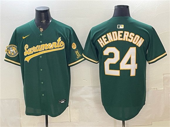 Men's Oakland Athletics 24 Rickey Henderson 2026 Green Alternate Sacramento Celebrating 125 Years Vapor Limited Stitched Baseball Jersey