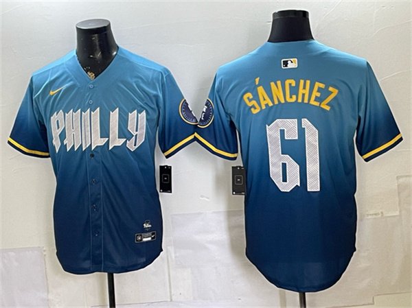 Men's Philadelphia Phillies 61 Jhoan Durán Blue 2024 City Connect Limited Stitched Jersey