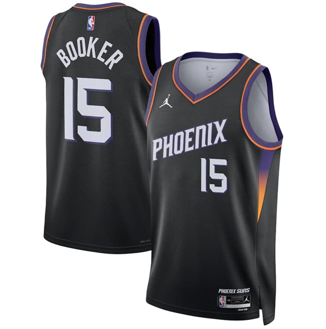 Men's Phoenix Suns 15 Devin Booker Black 2026 Statement Edition Stitched Basketball Jersey