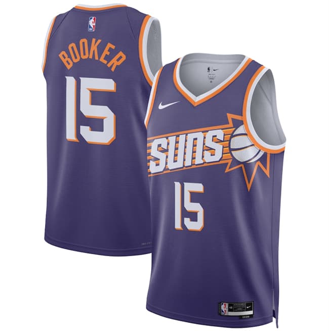 Men's Phoenix Suns 15 Devin Booker Purple 2026 Icon Edition Stitched Basketball Jersey