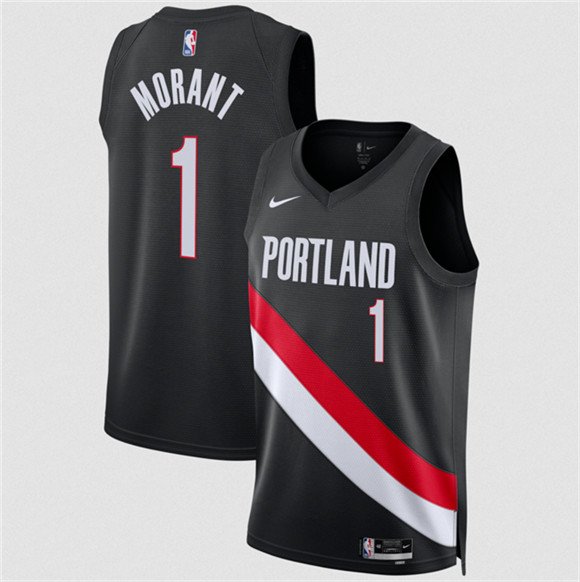Men's Portland Trail Blazers 1 Ja Morant Black 2026 Icon Edition Stitched Basketball Jersey