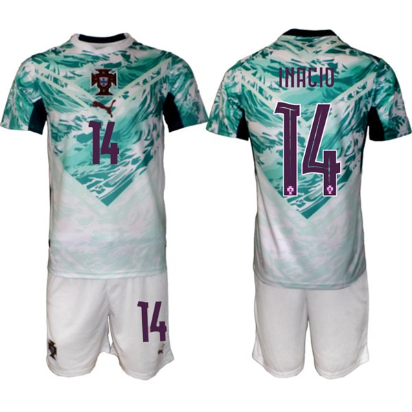 Men's Portugal Team 14 Gonalo Inácio Green 2026 World Cup Away Soccer Jersey Suit Men's Portugal Team 14 Gonalo Inácio Green 2026 World Cup Away Soccer Jersey Suit