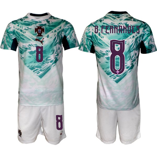 Men's Portugal Team 8 Bruno Fernandes Green 2026 World Cup Away Soccer Jersey Suit Men's Portugal Team 8 Bruno Fernandes Green 2026 World Cup Away Soccer Jersey Suit