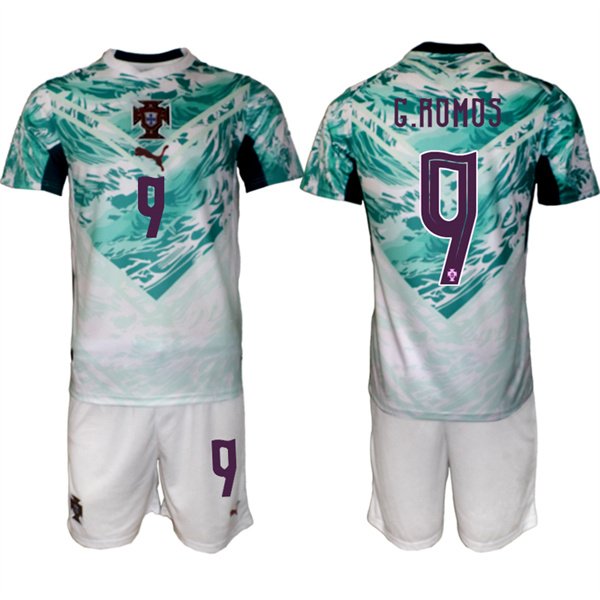 Men's Portugal Team 9 Gonalo Ramos Green 2026 World Cup Away Soccer Jersey Suit Men's Portugal Team 9 Gonalo Ramos Green 2026 World Cup Away Soccer Jersey Suit