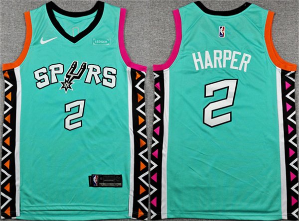 Men's San Antonio Spurs 2 Dylan Harper Teal City Edition Stitched Basketball Jersey