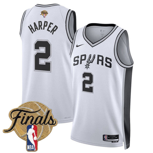 Men's San Antonio Spurs 2 Dylan Harper White 2026 Finals Patch Association Edition Stitched Basketball Jersey
