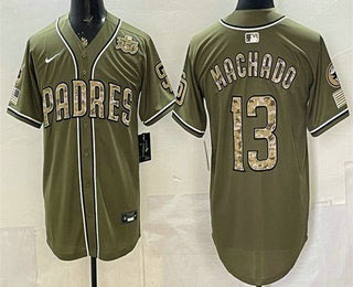 Men's San Diego Padres 13 Manny Machado Olive 2026 Armed Forces Day Jersey