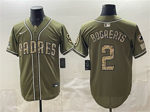 Men's San Diego Padres 2 Xander Bogaerts Olive 2026 Armed Forces Day Stitched Baseball Jersey