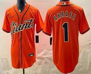 Men's San Francisco Giants 1 Luis Arraez Orange Cool Base Stitched Jersey