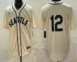 Men's Seattle Mariners 12 Josh Naylor Cream Alternate Stitched Jersey