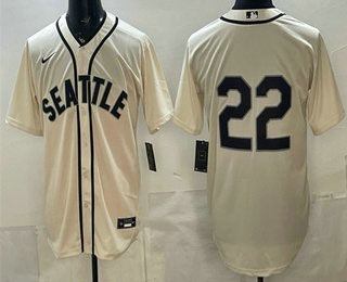 Men's Seattle Mariners 22 Bryan Woo Cream Alternate Stitched Jersey