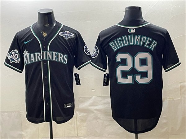 Men's Seattle Mariners 29 Big Dumper 50th Anniversary Black Out Style Vapor Premier Limited Stitched Baseball Jersey