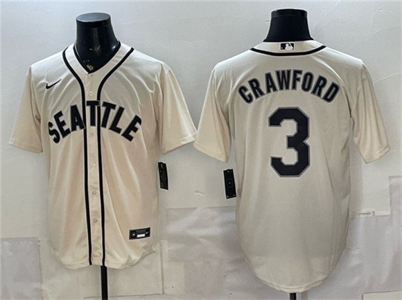 Men's Seattle Mariners 3 J P Crawford Cream With Name Alternate Stitched Baseball Jersey